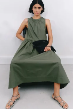 Lightweight Cotton Sleeveless Crew Neck Maxi Dress