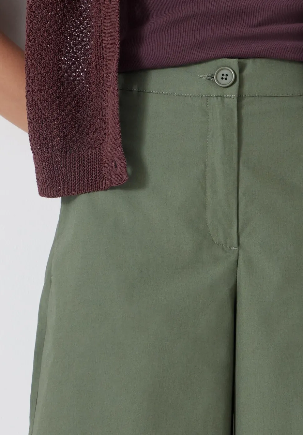 Lightweight Cotton Wide Leg Cropped Trousers