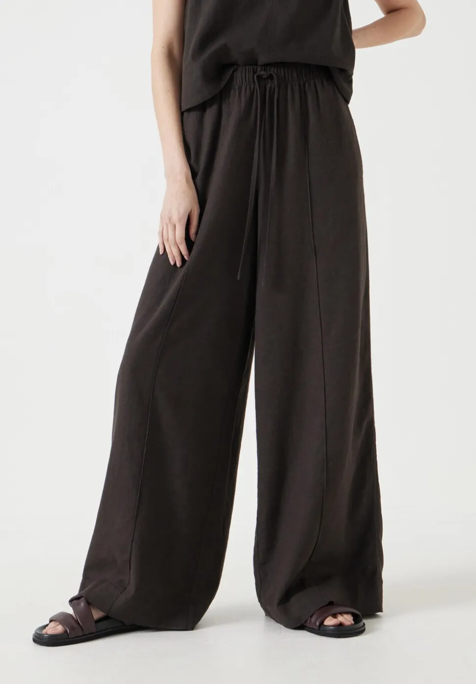 Linen Blend Petunia Wide Leg Trousers