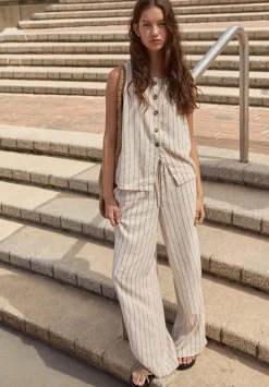 Linen Blend Petunia Wide Leg Trousers