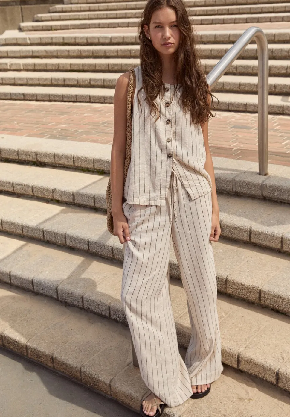 Linen Blend Petunia Wide Leg Trousers