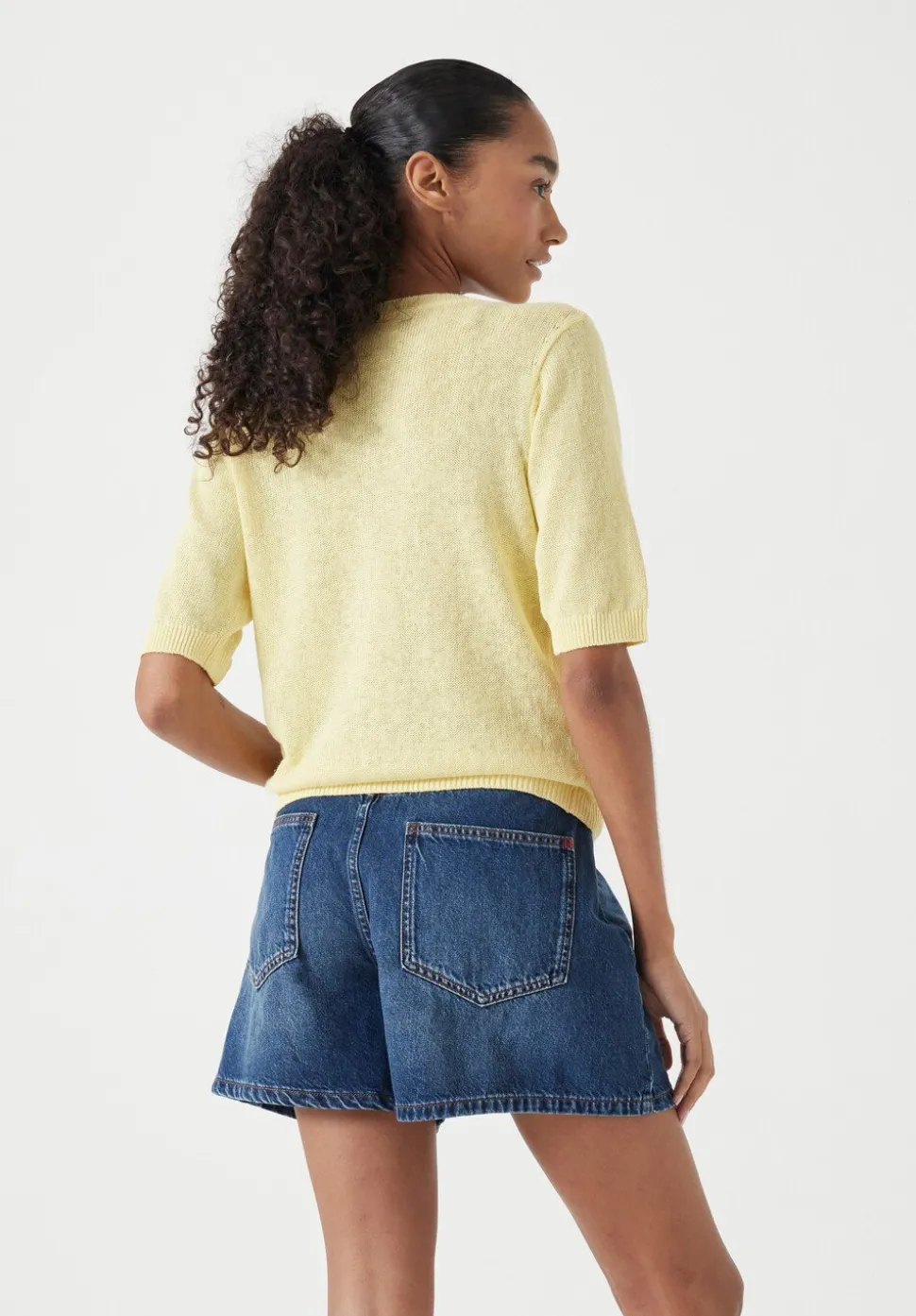 Linen Blend Short Sleeve Cardigan