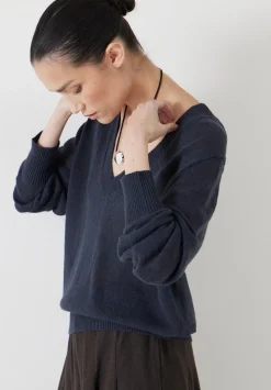 Linen Blend V Neck Jumper