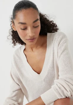 Linen Blend V Neck Jumper