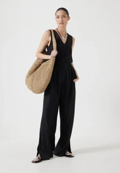 Linen Blend Waistcoat Jumpsuit