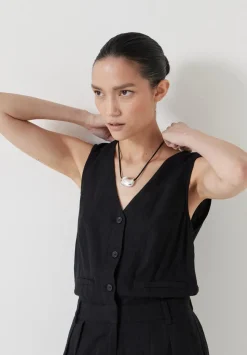 Linen Blend Waistcoat Jumpsuit