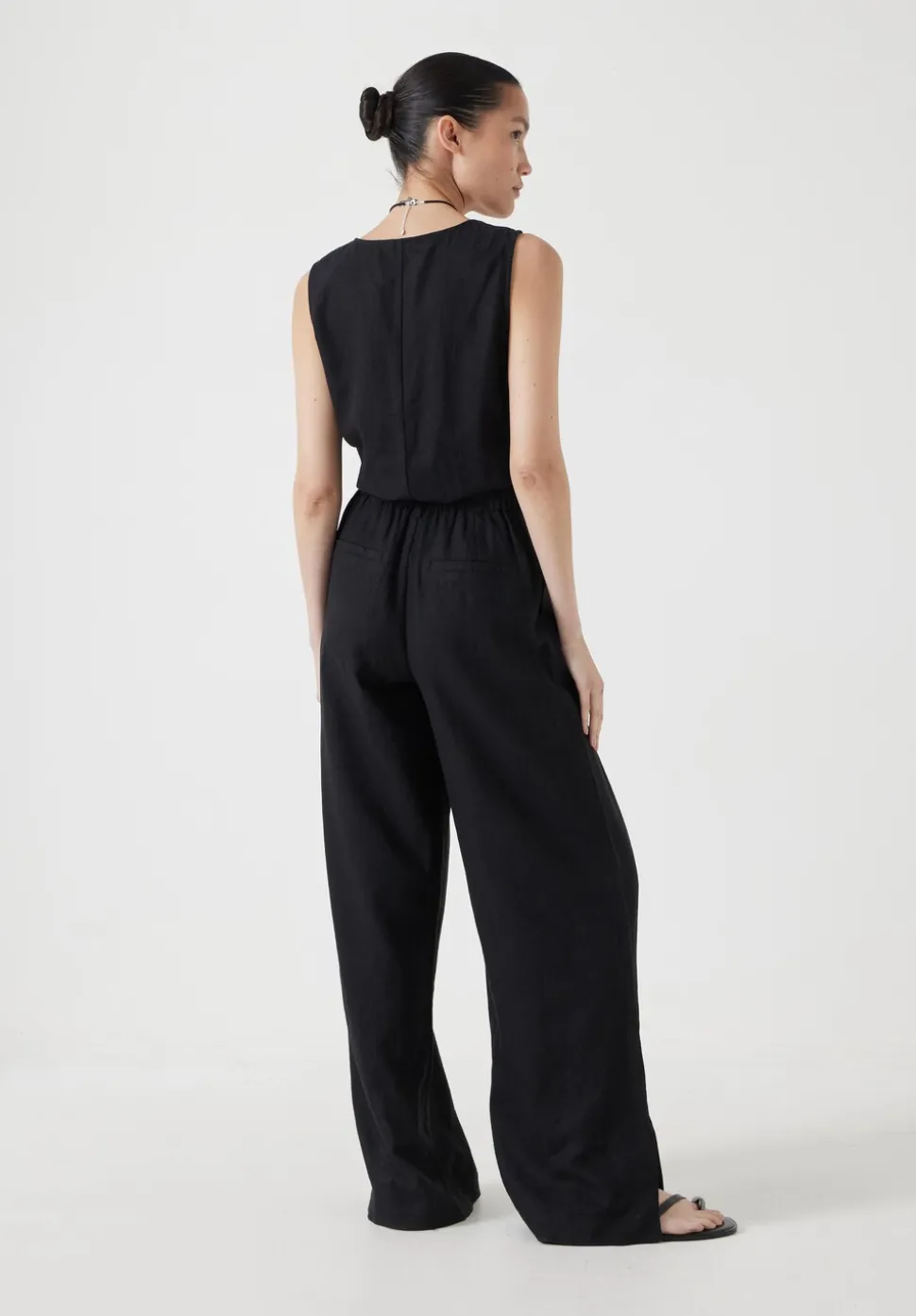 Linen Blend Waistcoat Jumpsuit