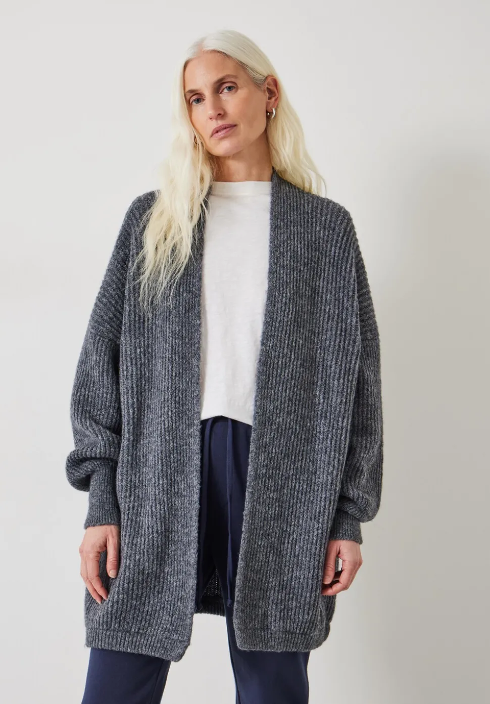 Loretta Longline Fluffy Cardigan With Alpaca
