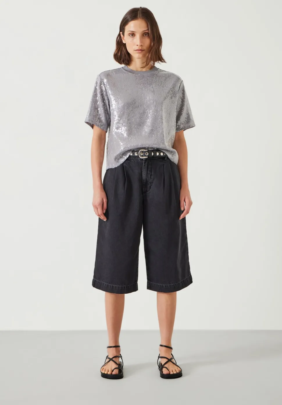 Lya Cropped Denim Bermuda Shorts