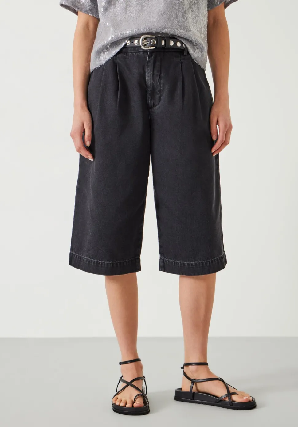 Lya Cropped Denim Bermuda Shorts