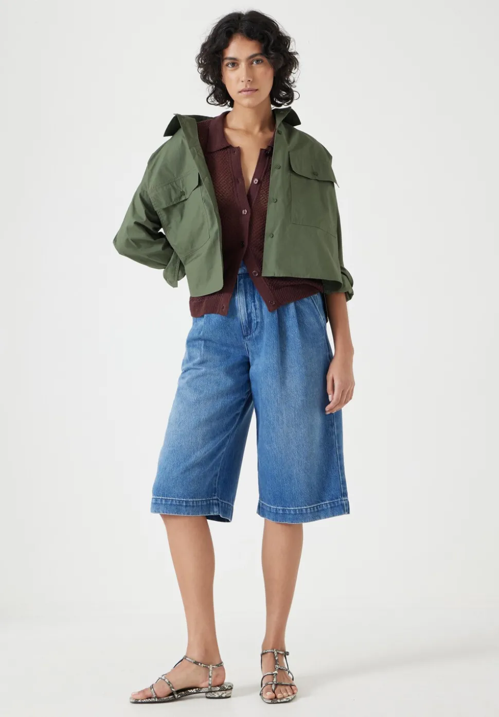 Lya Cropped Denim Bermuda Shorts