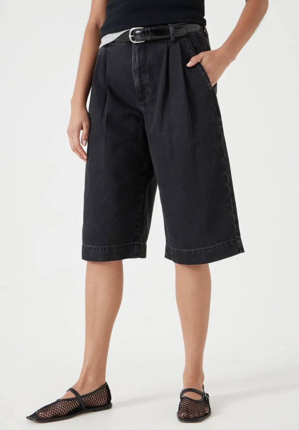 Lya Cropped Denim Bermuda Shorts