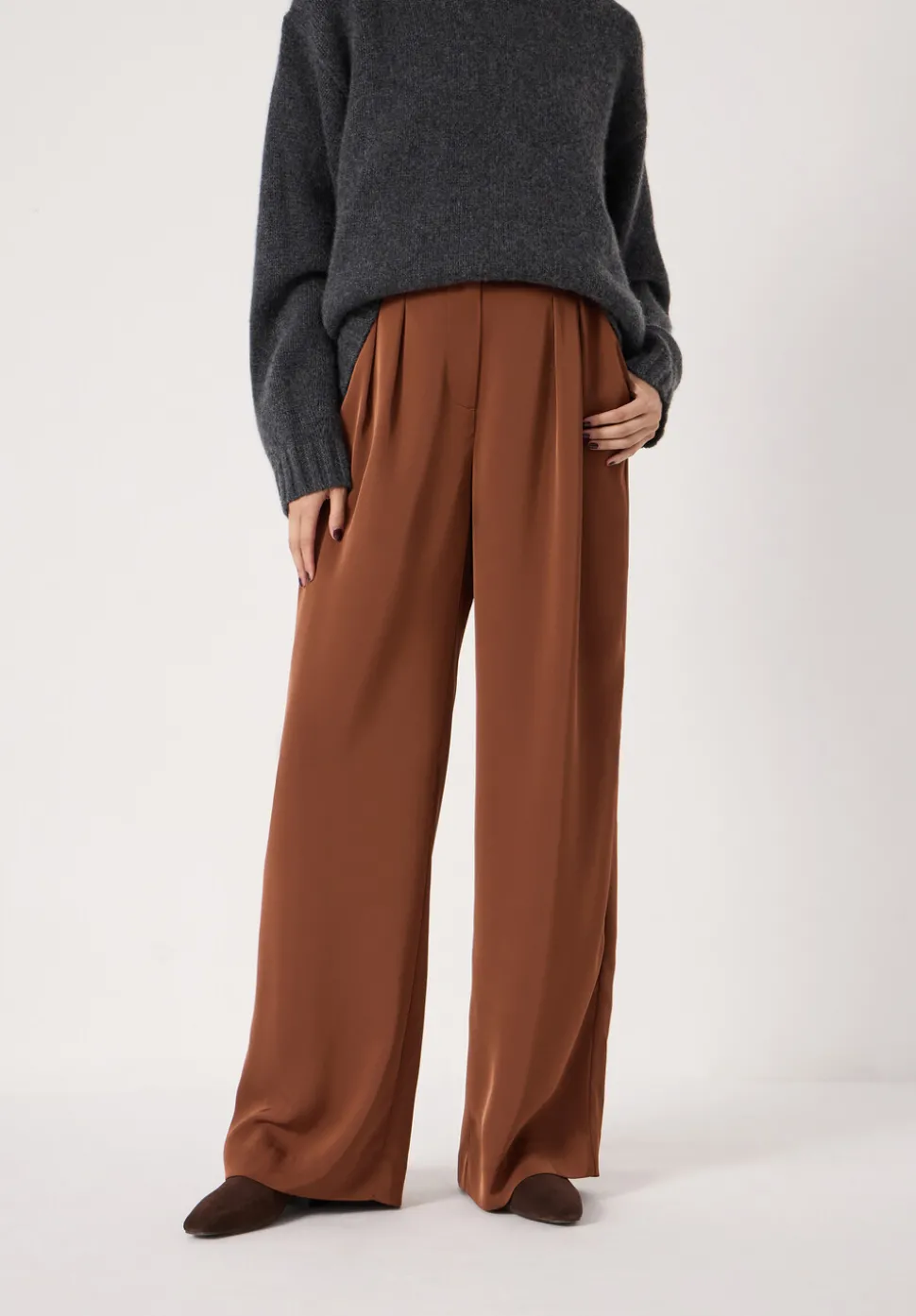Lya Satin Twill Wide Leg Trousers