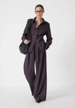 Lya Wool Blend Wide Leg Check Trousers