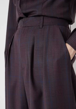 Lya Wool Blend Wide Leg Check Trousers