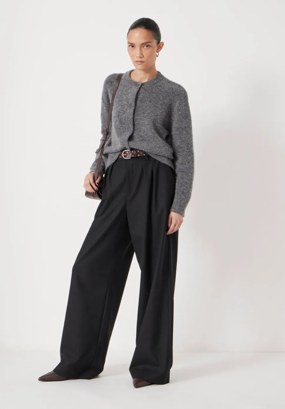 Lya Wool Blend Wide Leg Trousers