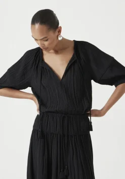 Mae Crinkle Balloon Sleeve Blouse