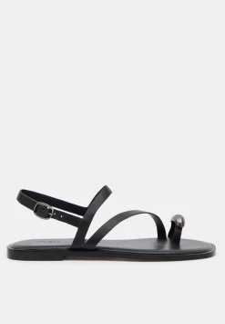 Metal Detail Flat Leather Sandals