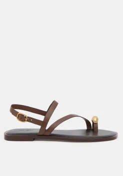 Metal Detail Flat Leather Sandals