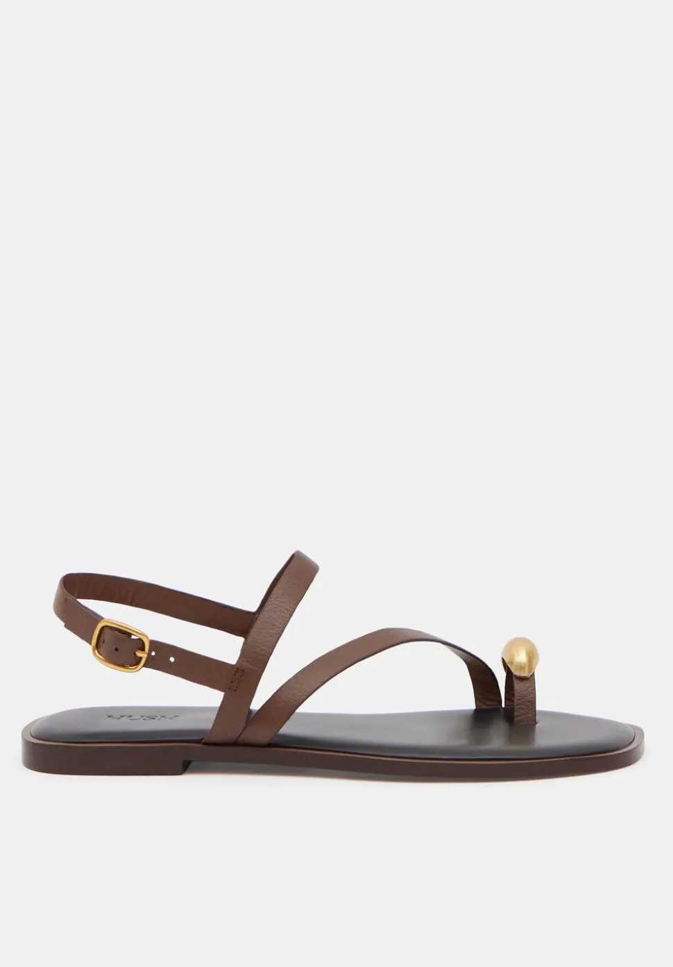Metal Detail Flat Leather Sandals