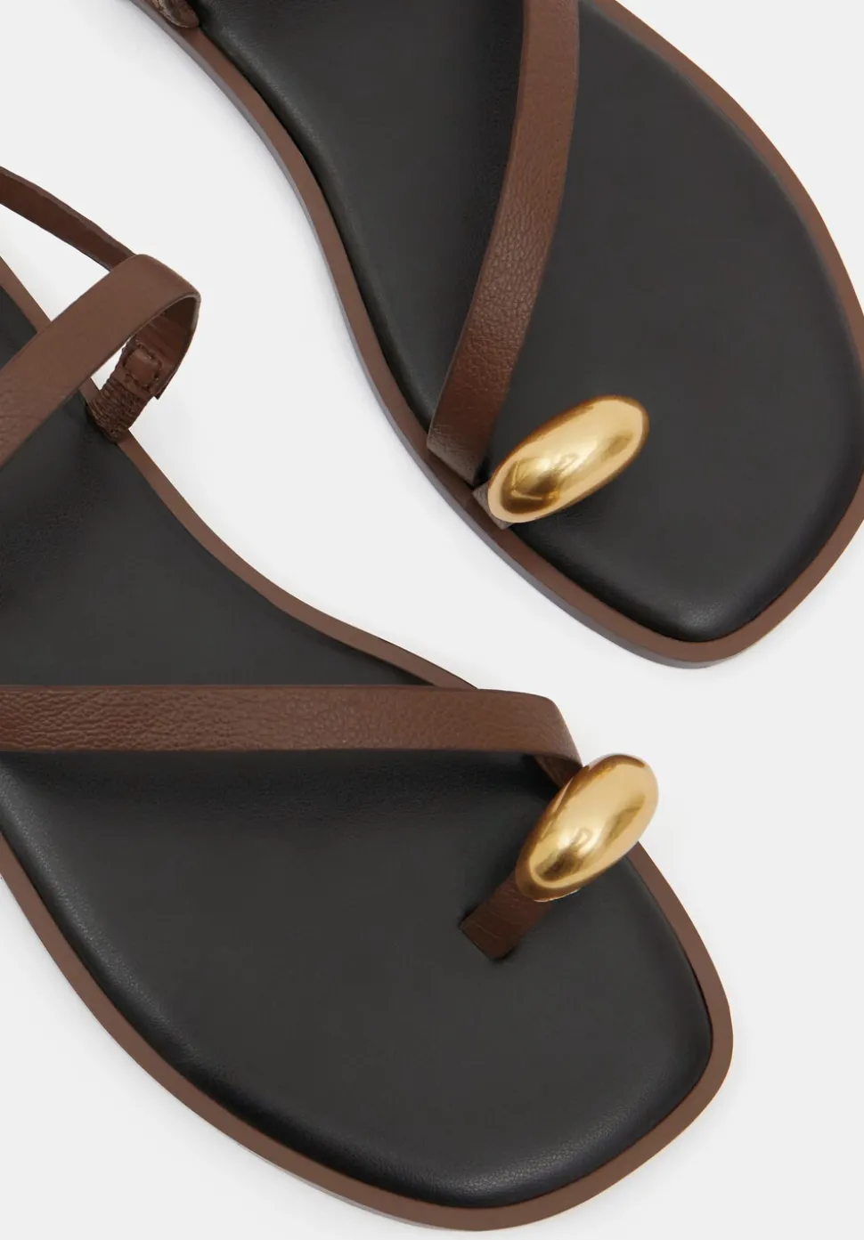 Metal Detail Flat Leather Sandals