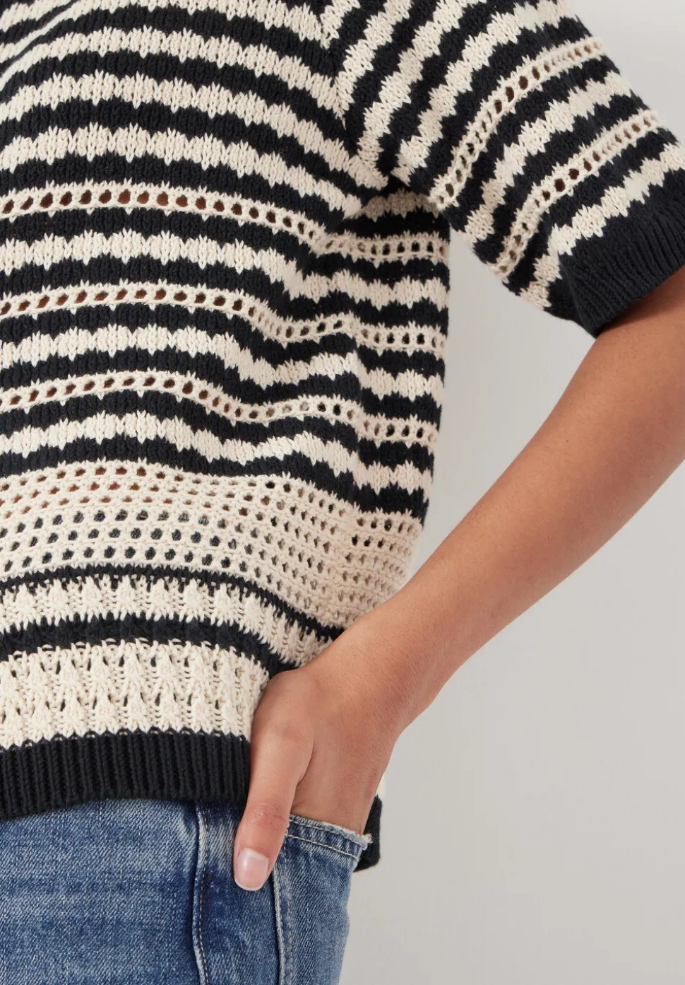 Mono Stitch Short Sleeve Cotton Cardigan
