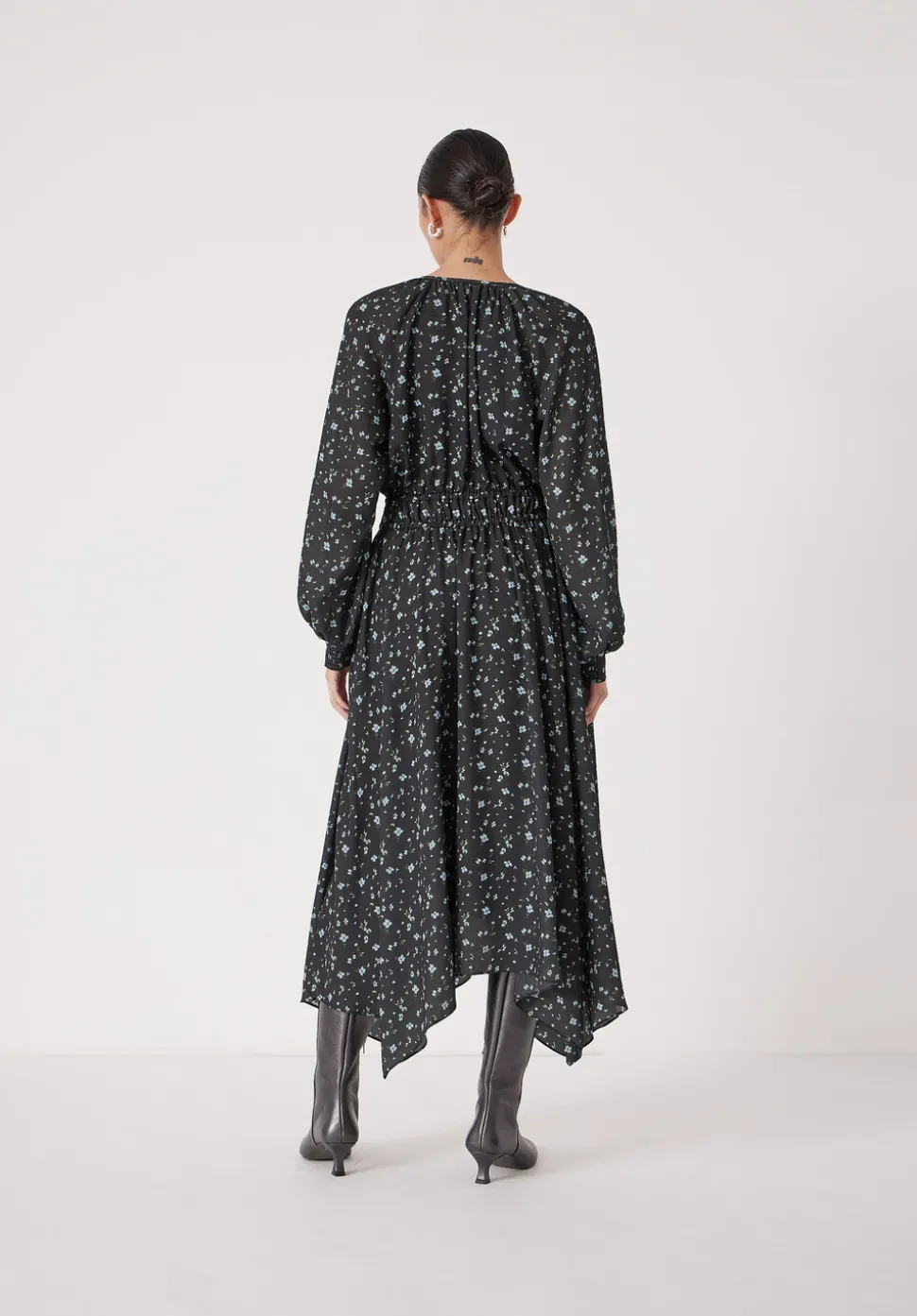 Odelia Printed Long Sleeve Chiffon Dress