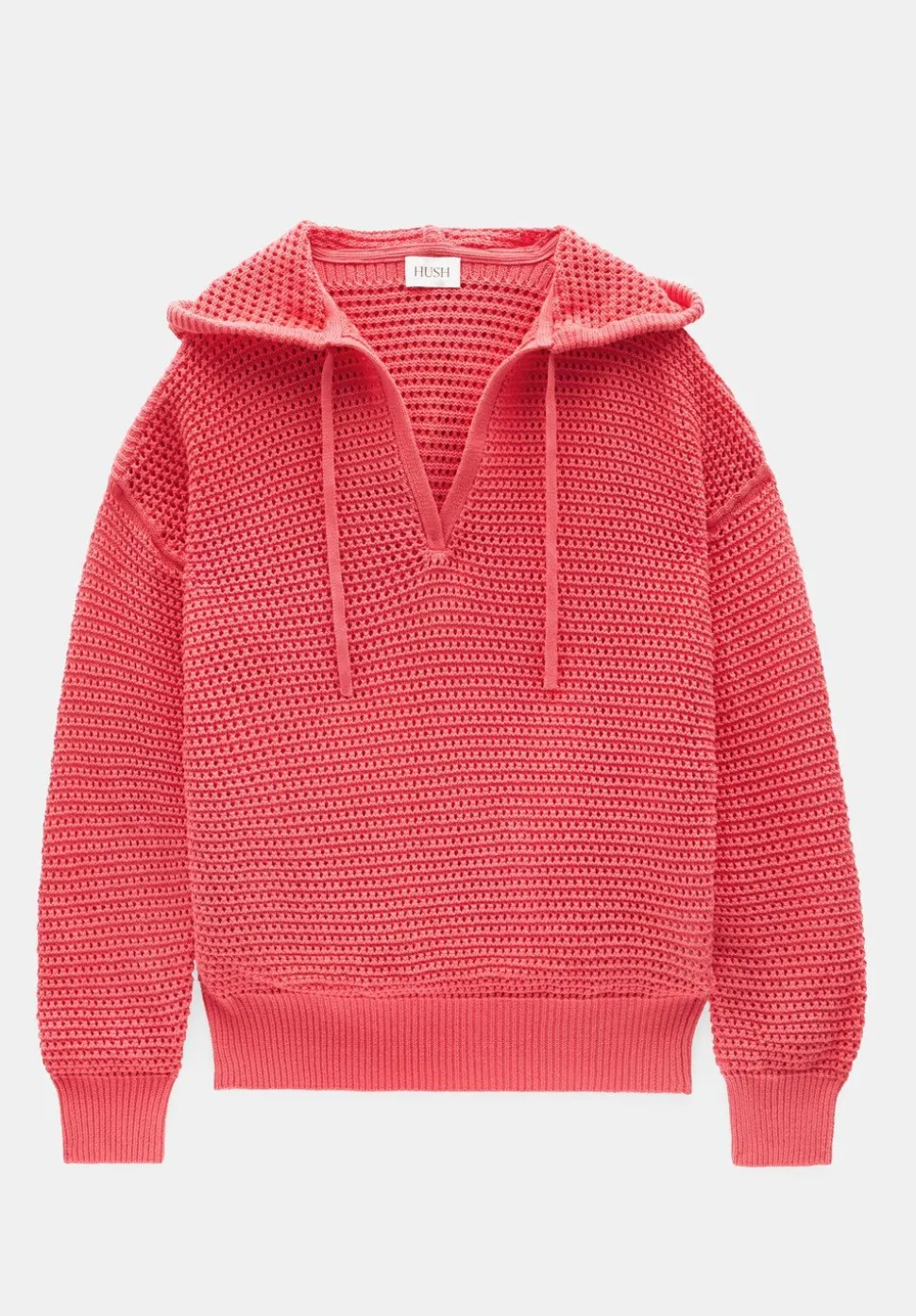 Open Stitch Cotton V Neck Hoodie