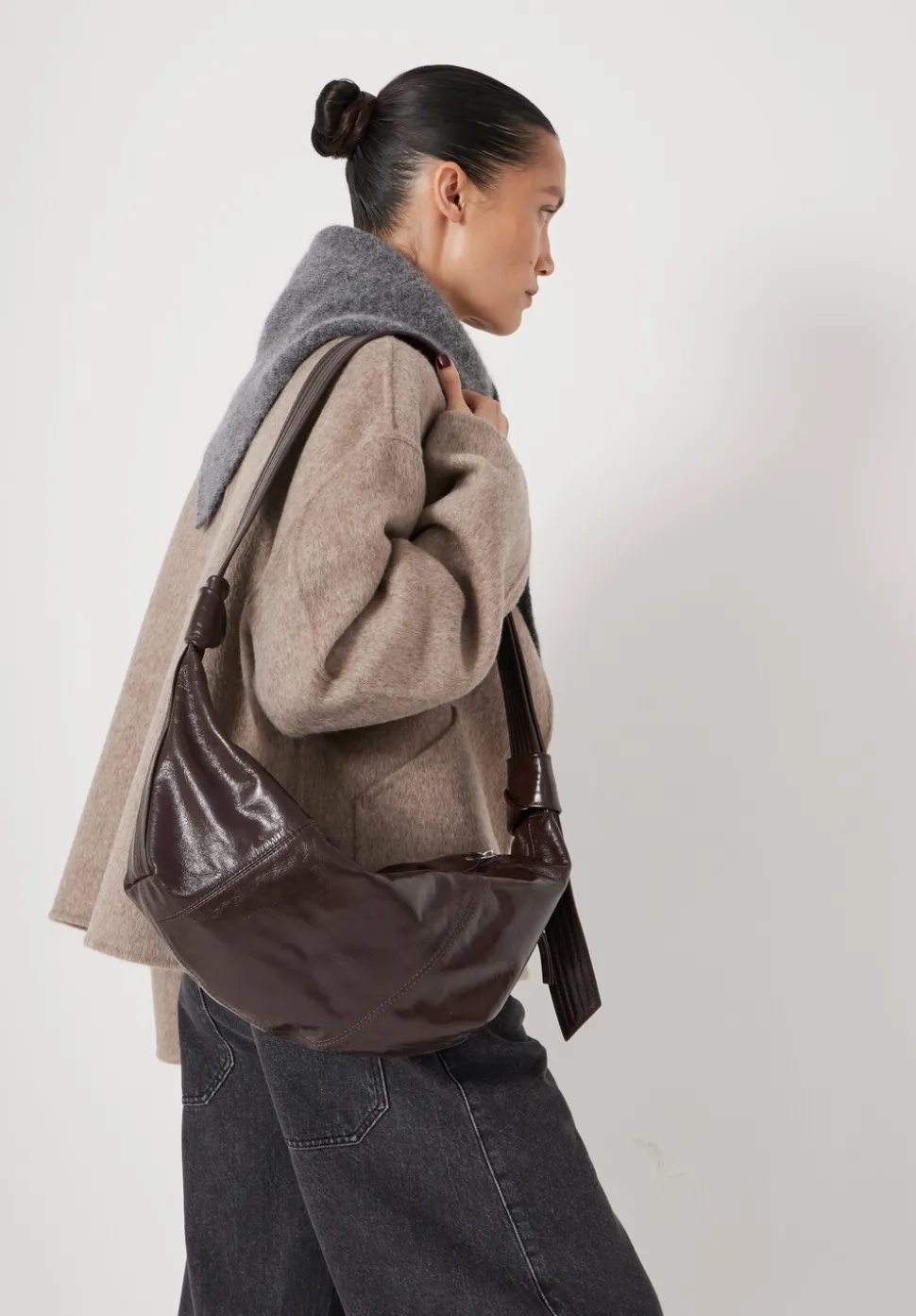 Oversized Leather Crescent Bag