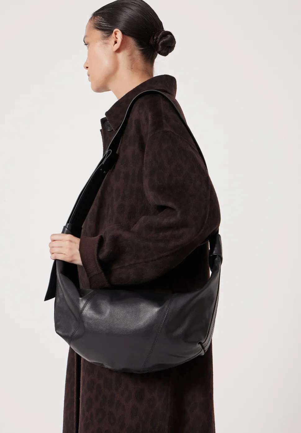 Oversized Leather Crescent Bag