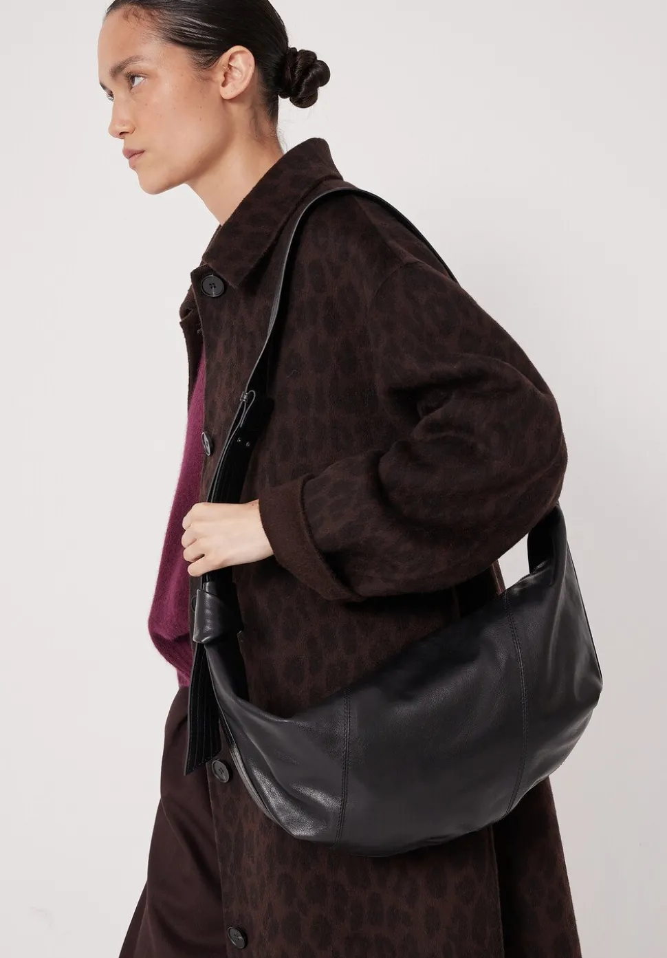 Oversized Leather Crescent Bag