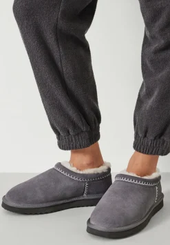 Padded Collar Sheepskin Snug Slippers