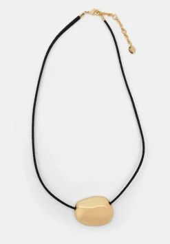 Pebble Pendant Cord Necklace