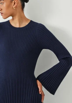 Penny Crew Neck Ribbed Knitted Dress