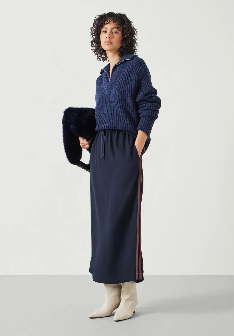 Petunia Side Stripe Midi Skirt