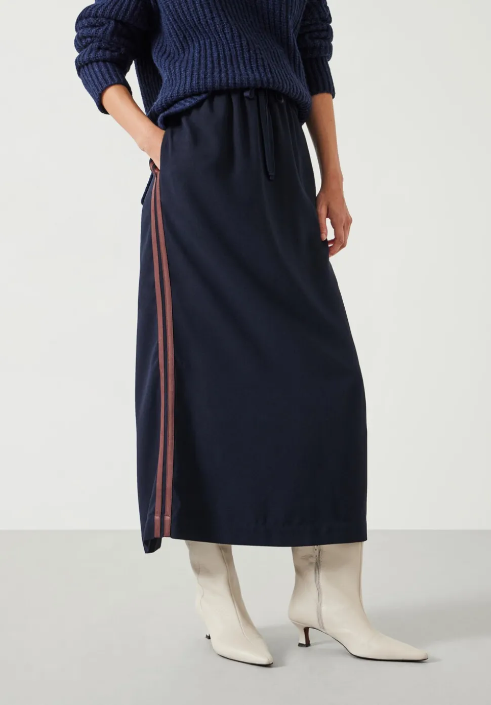 Petunia Side Stripe Midi Skirt