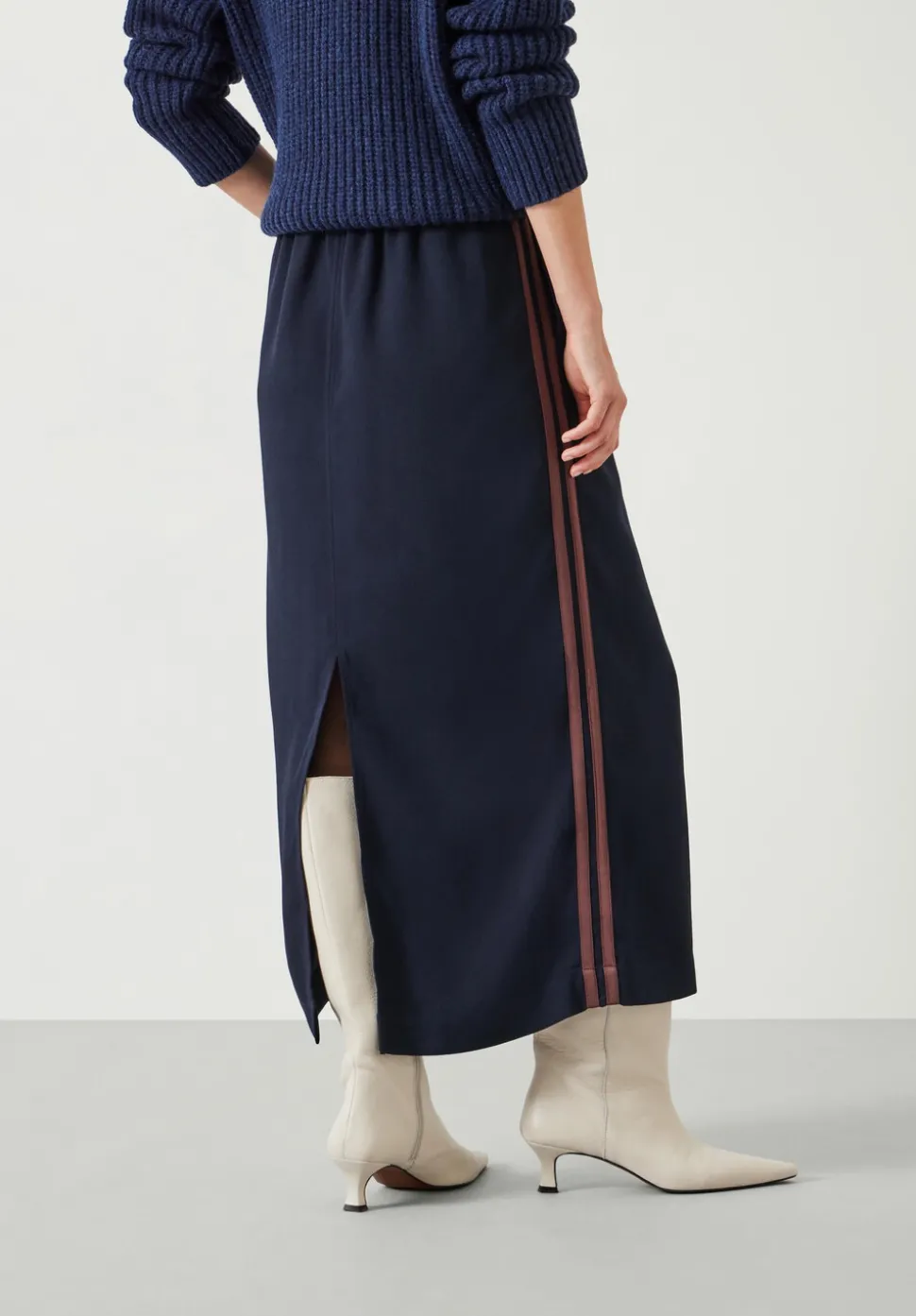 Petunia Side Stripe Midi Skirt