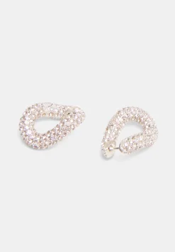 Pia Pave Twist Hoop Earrings