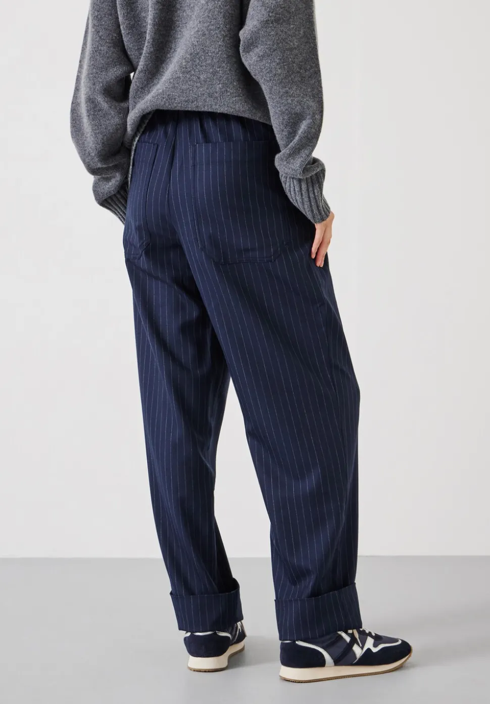 Pinstripe Wool Blend Trouser