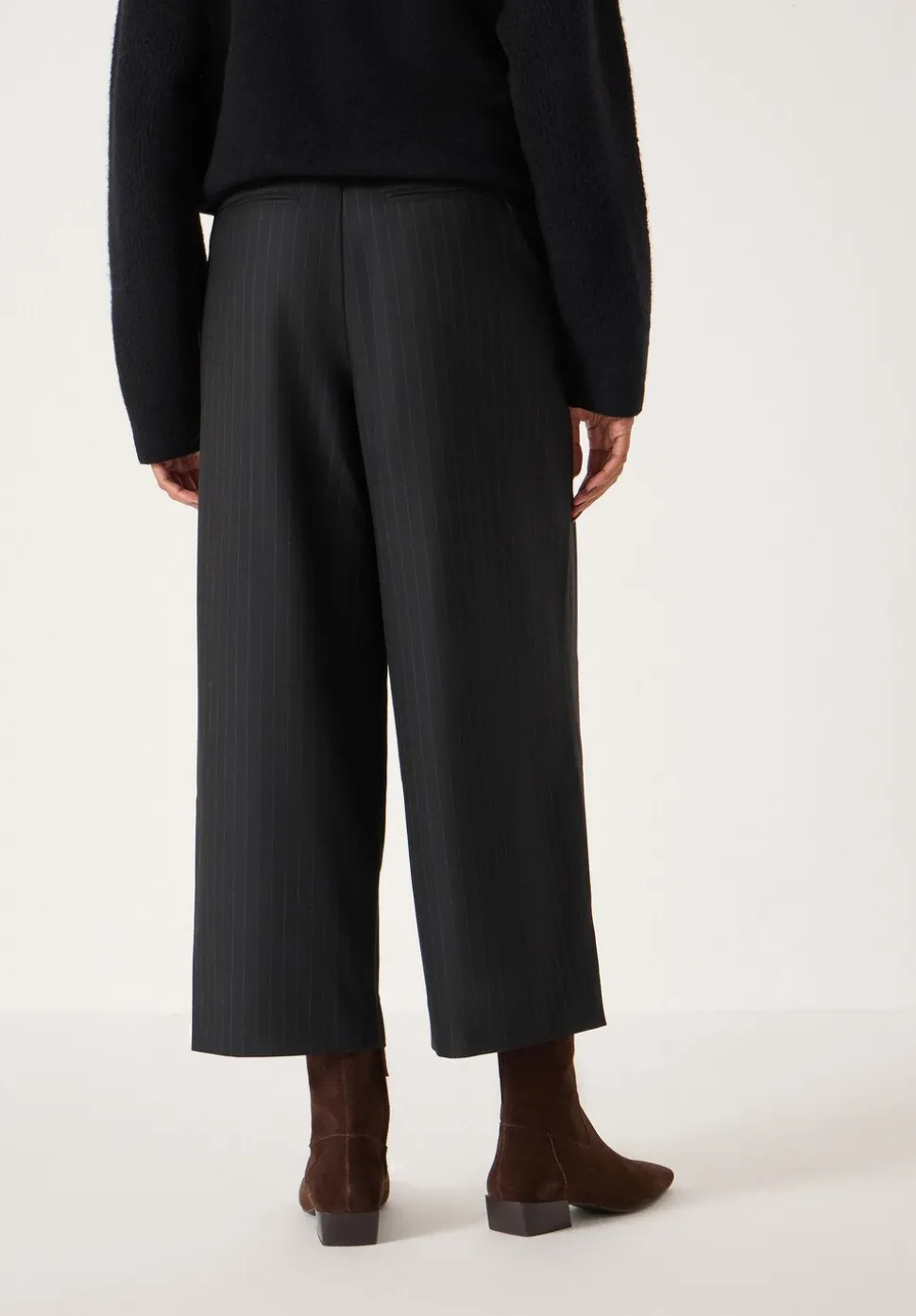 Pinstripe Wrap Detail Trousers