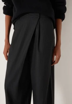 Pinstripe Wrap Detail Trousers
