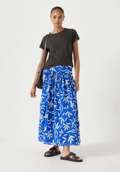 Printed Gathered Detail Cotton Skirt