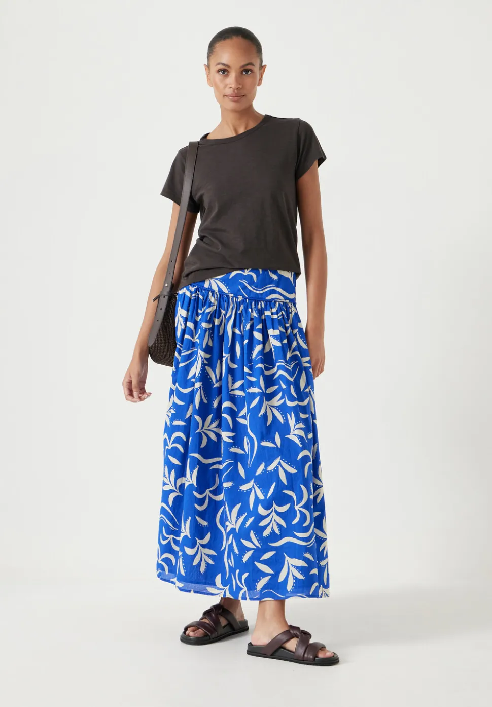 Printed Gathered Detail Cotton Skirt