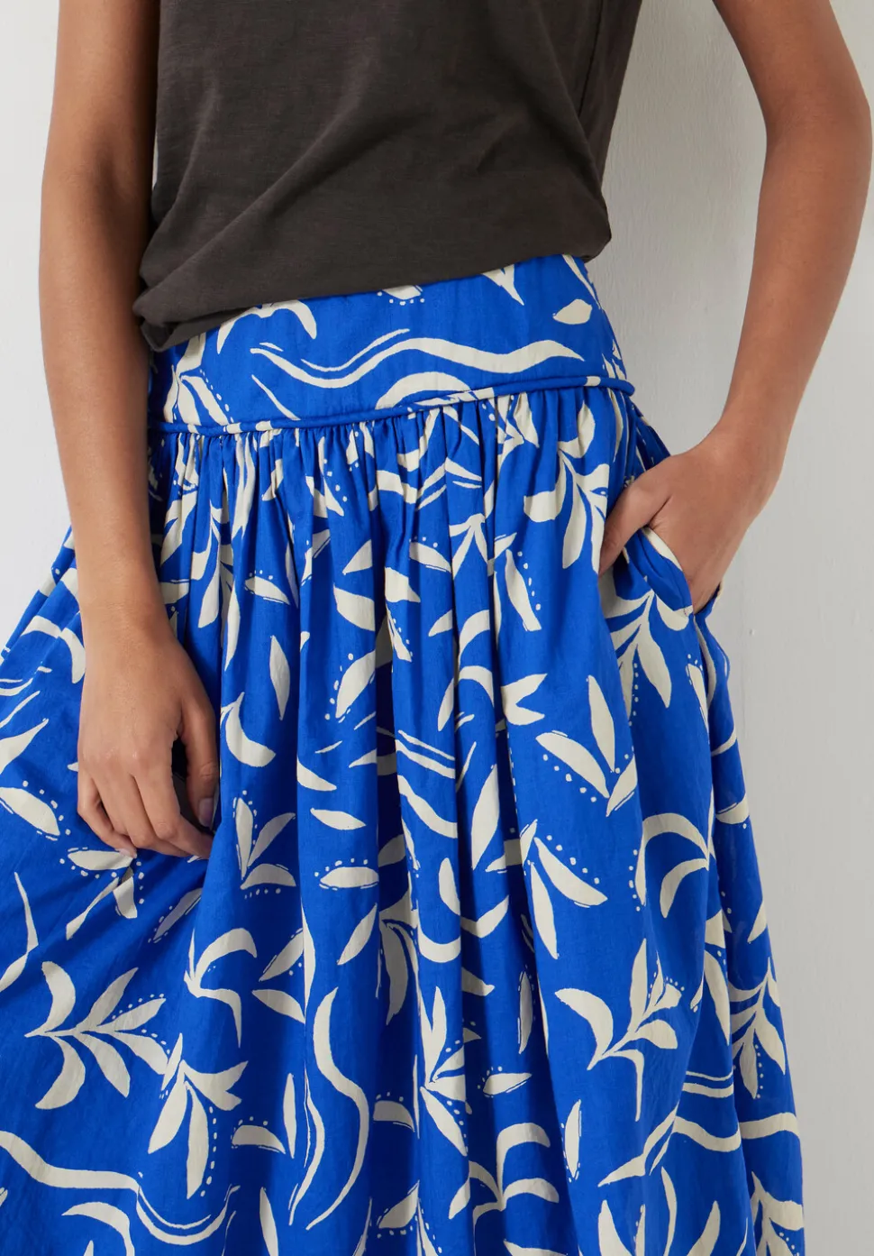 Printed Gathered Detail Cotton Skirt