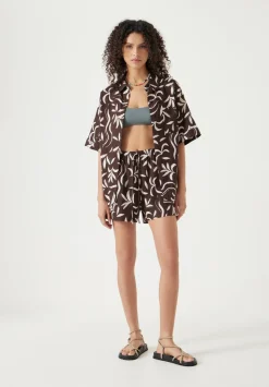 Printed Linen Blend Shorts
