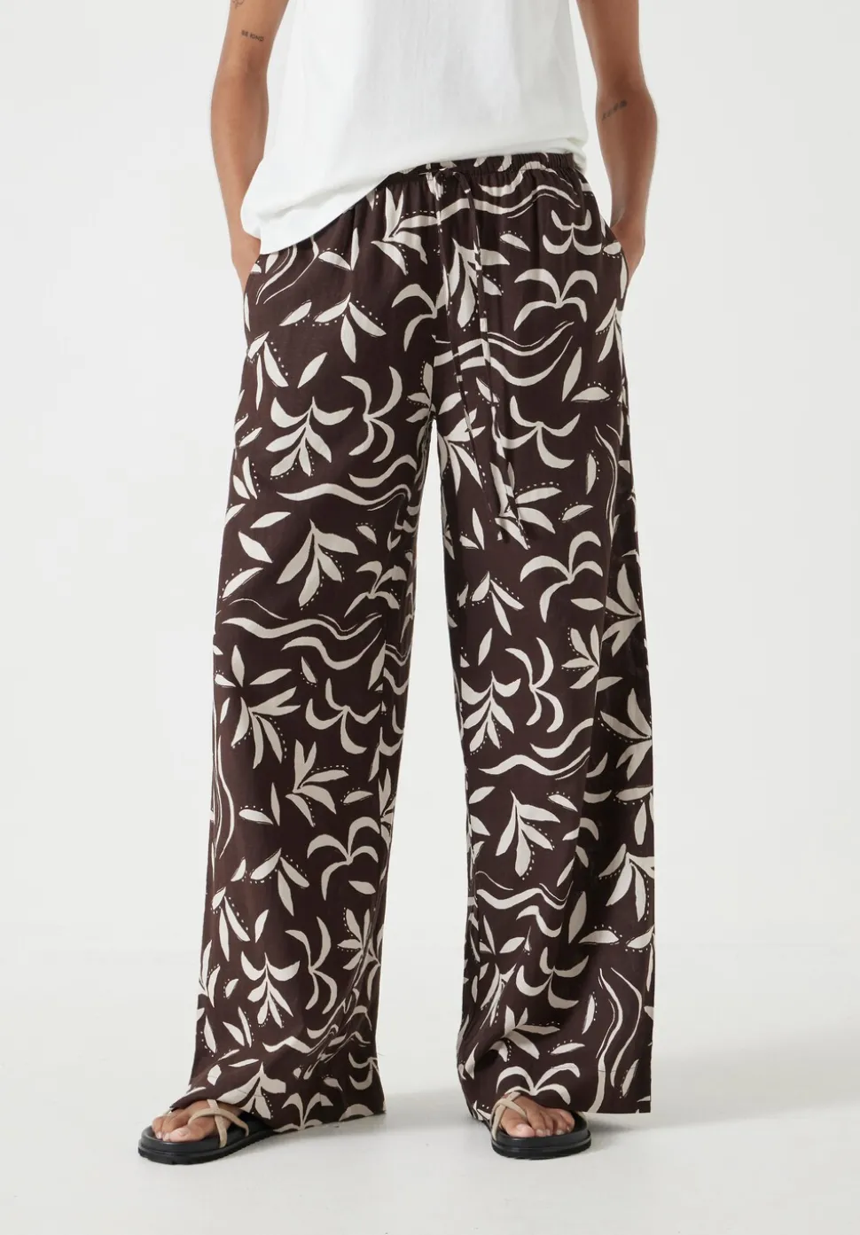 Printed Linen Blend Trouser
