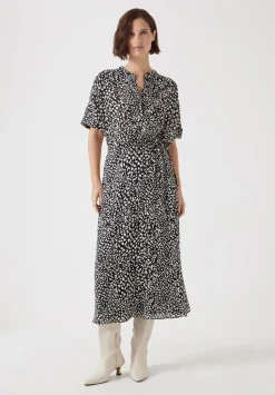 Printed Short Sleeve Midi Shirt Dress