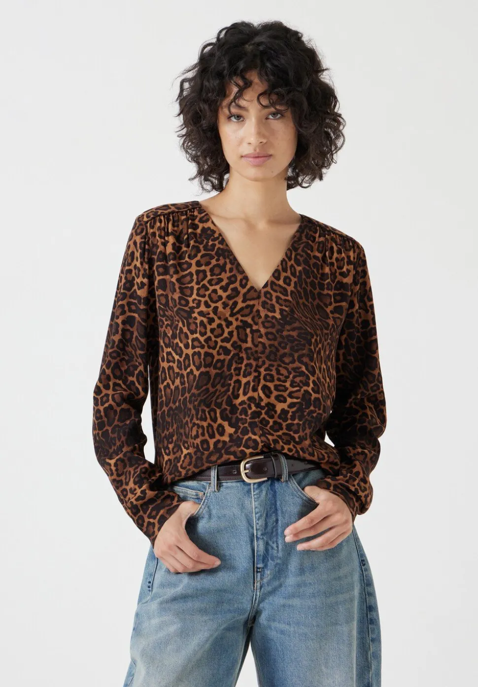 Printed V-Neck Blouse