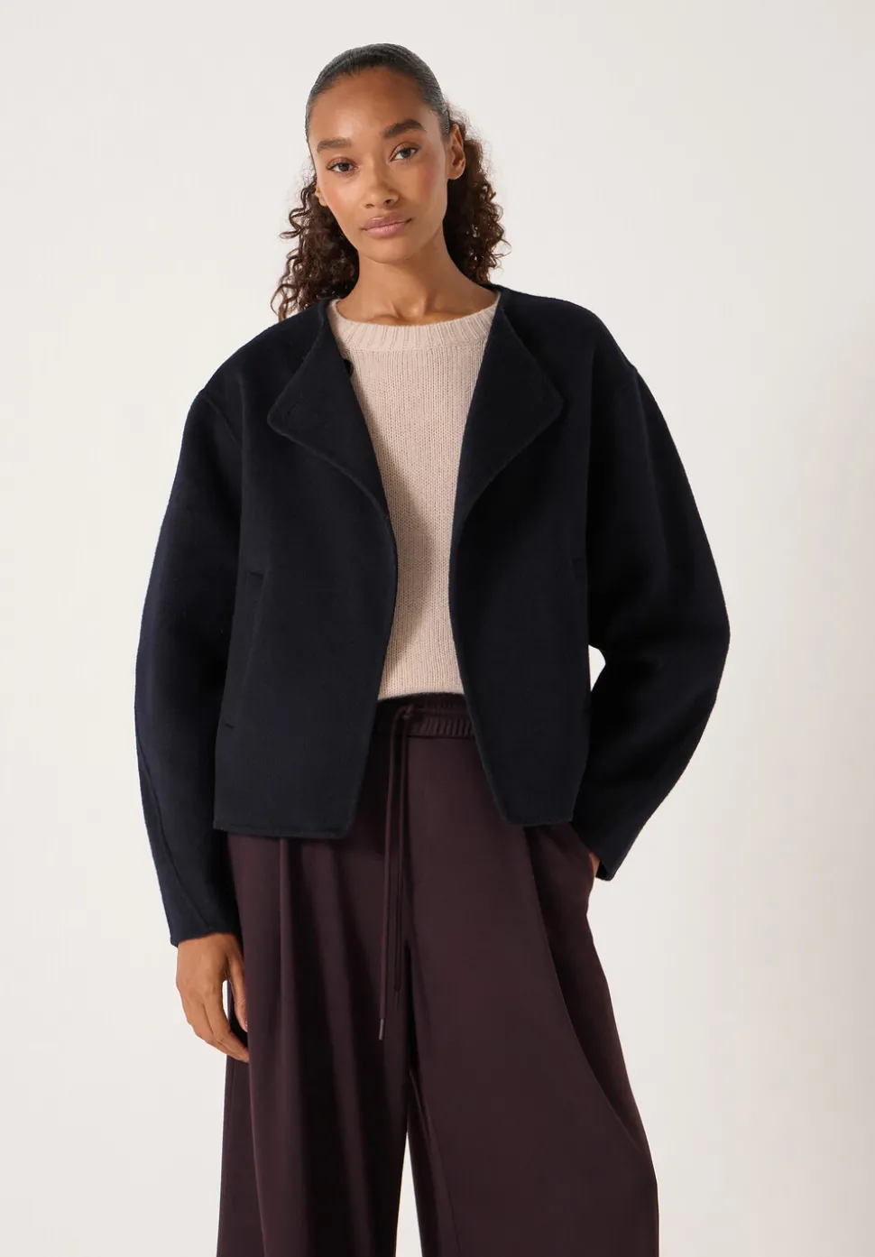 Pure Wool Double Faced Collarless Jacket