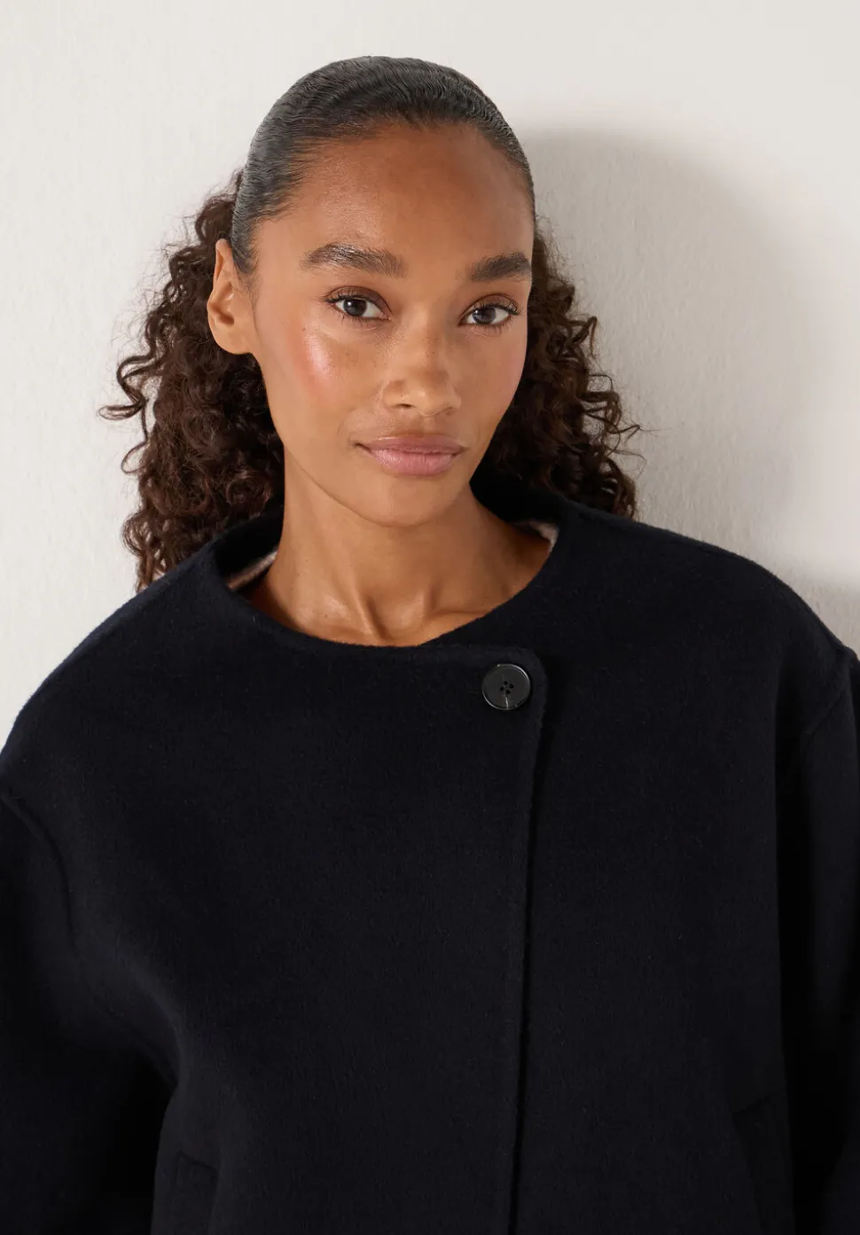 Pure Wool Double Faced Collarless Jacket